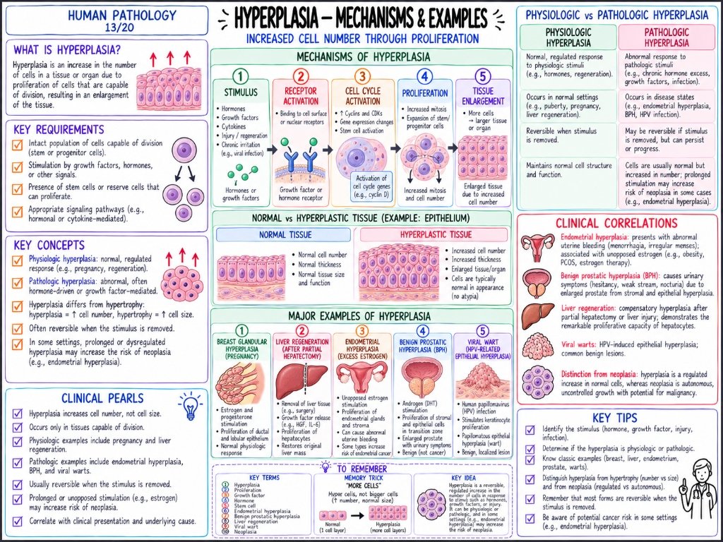 Hyperplasia โ Mechanisms & Examples (13/20)